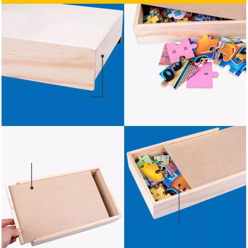 Xếp hình gỗ cho bé 12-24-36-48 mảnh đồ chơi ghép hộp gỗ đẹp nhiều chủ đề