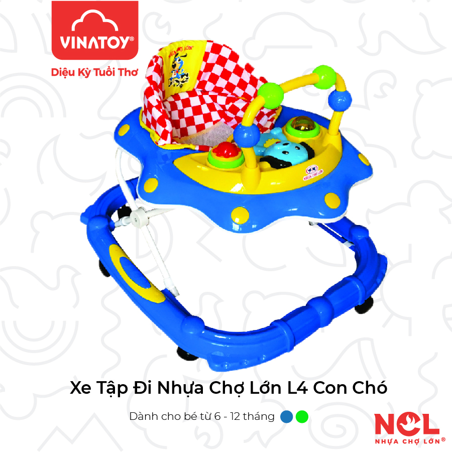 Xe Tập Đi Nhựa Chợ Lớn L4 Con Chó (Không nhạc) - Dành Cho Bé Từ 6 - 12 Tháng - M1638A-XTĐ - Giao màu ngẫu nhiên