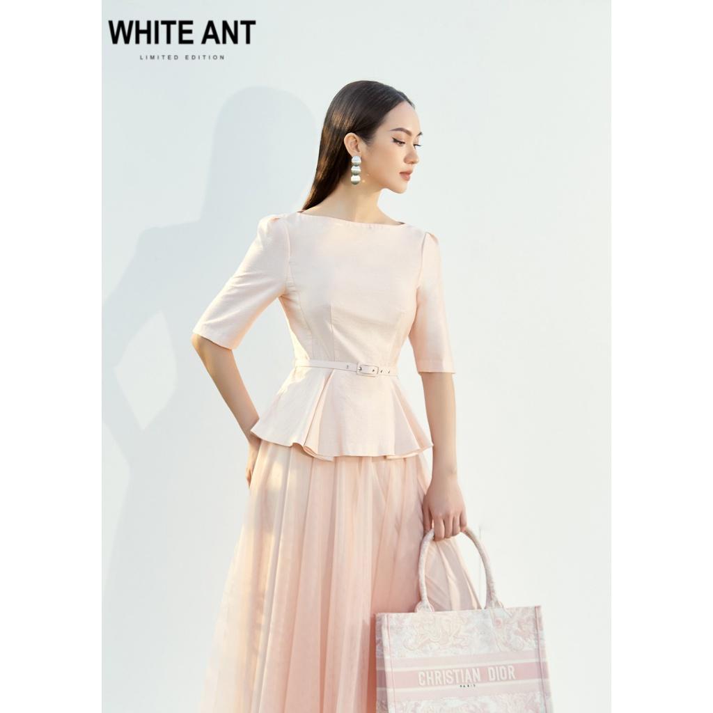 Áo Peplum Nữ WHITE ANT DORIS BOAT NECK SHIRT Thiết Kế Xếp Nếp Ở Eo, Chất Liệu Vải Tencel Mặt Sứ Mềm Mại 170300128