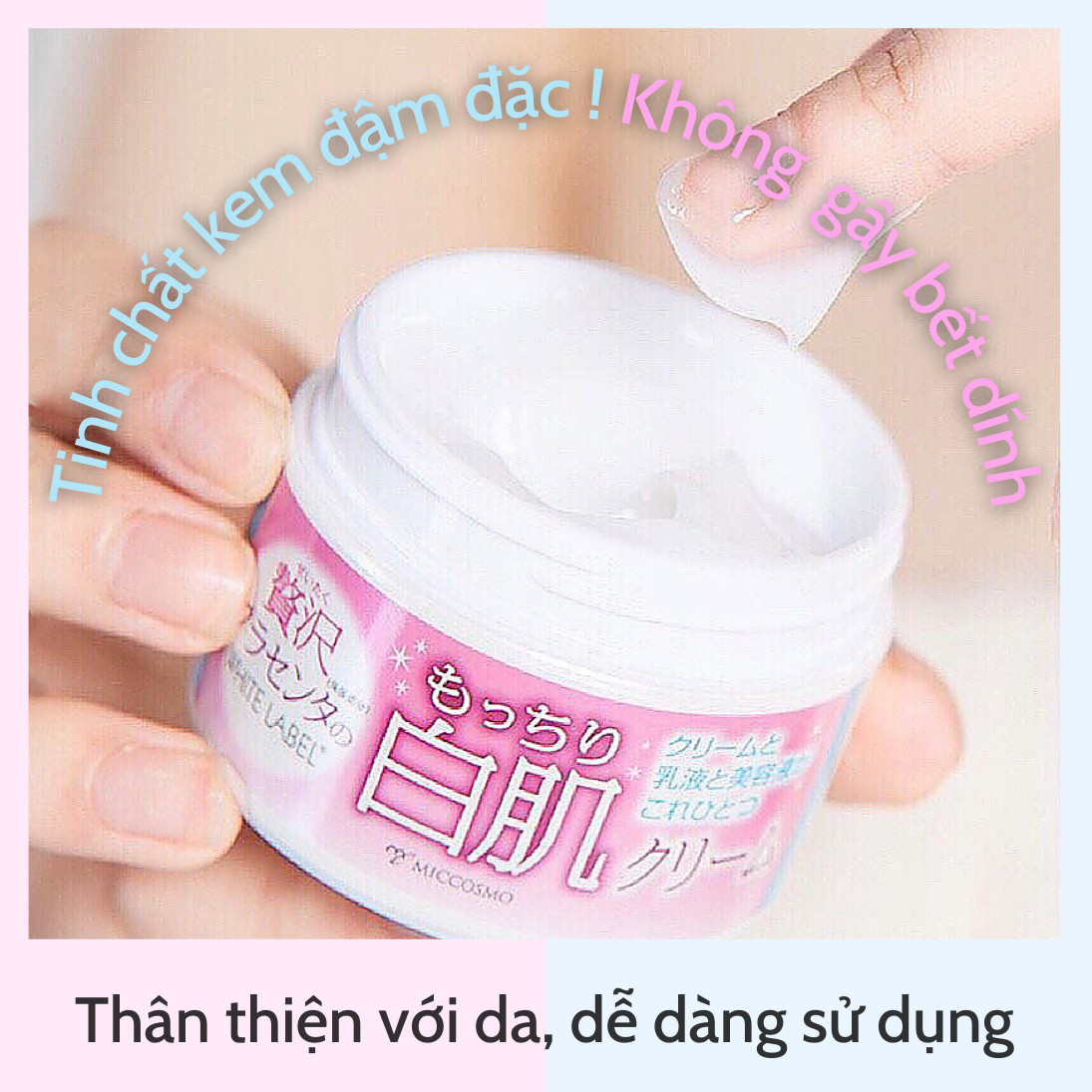 [MỸ PHẨM NHẬT BẢN] Kem Dưỡng Trắng Da Nhật Bản MICCOSMO White Label 60g, Chiết Xuất Nhau Thai, Dưỡng Trắng, Mờ Thâm Nám, Trẻ Hóa Da, Không Bết Dính (WL03)