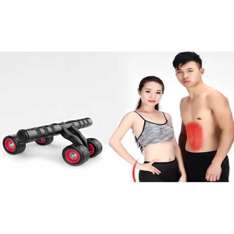 Con Lăn Tập Bụng, Dụng Cụ Tập Cơ Bụng, Tập Gym Tại Nhà 4 Bánh, Tặng Kèm Thảm Lót Và Miếng Chặn, Siêu Tiện Dụng