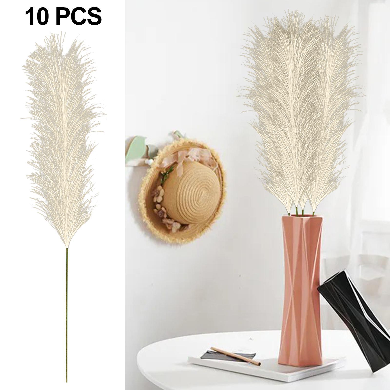 Faux Pampas Grass Bouquet 10pcs 24“/61cm, Natural Artificial Pampas Grass Decor Reed, Boho Wedding Decor, Home Decoration