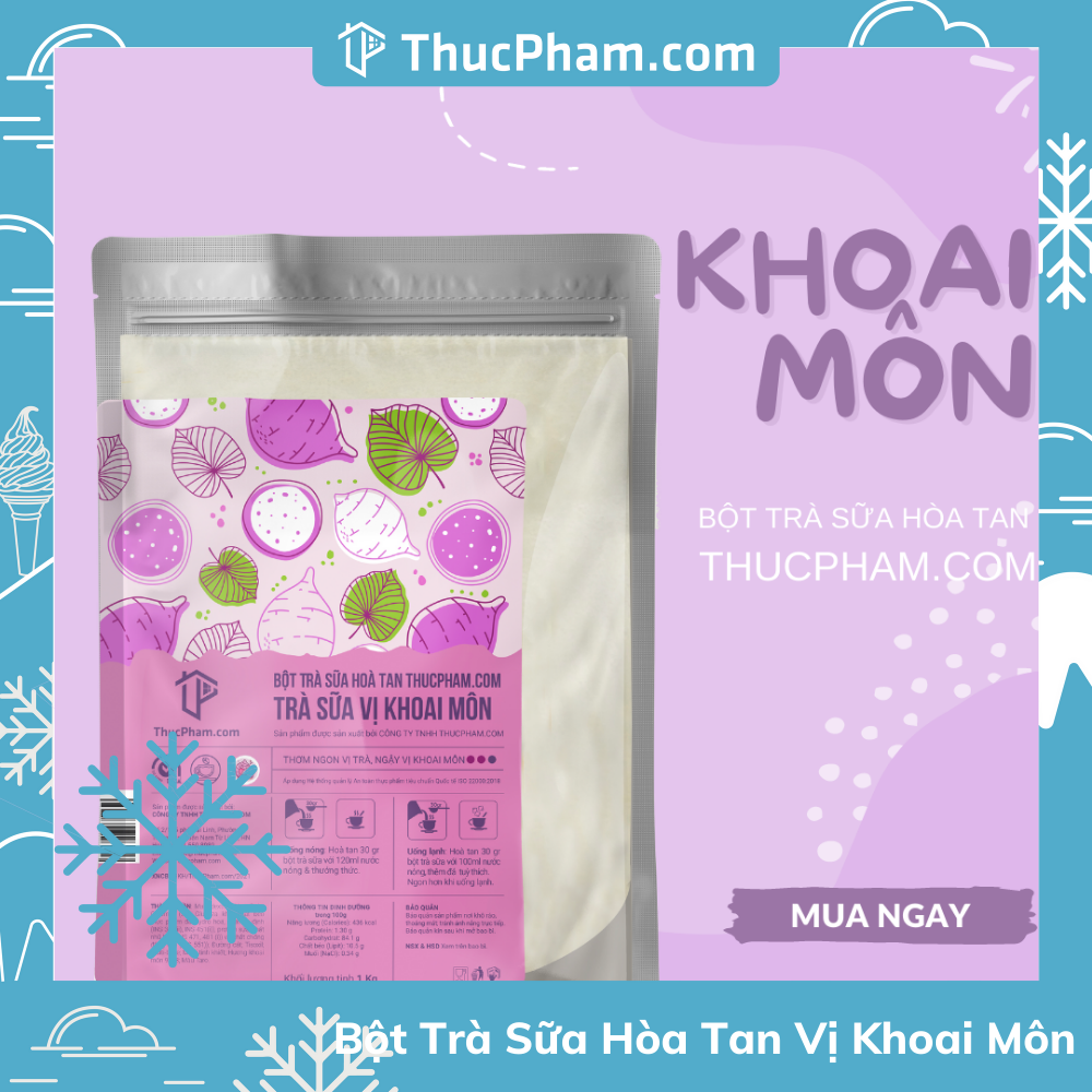 [ĂN BAO GHIỀN️] Bột Trà Sữa Hòa Tan ThucPham.com Vị Khoai Môn - 1kg - Thơm Ngon Vị Trà, Ngậy Vị Khoai Môn