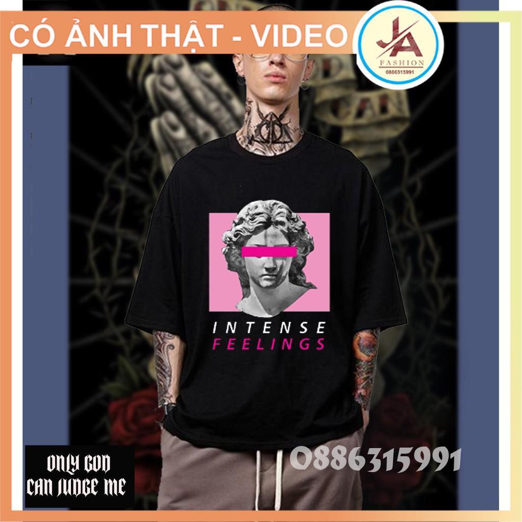 Áo Thun Tay Lỡ Dáng Unisex Form Rộng In Hình INTENSE FEELING chất cotton JASHOP