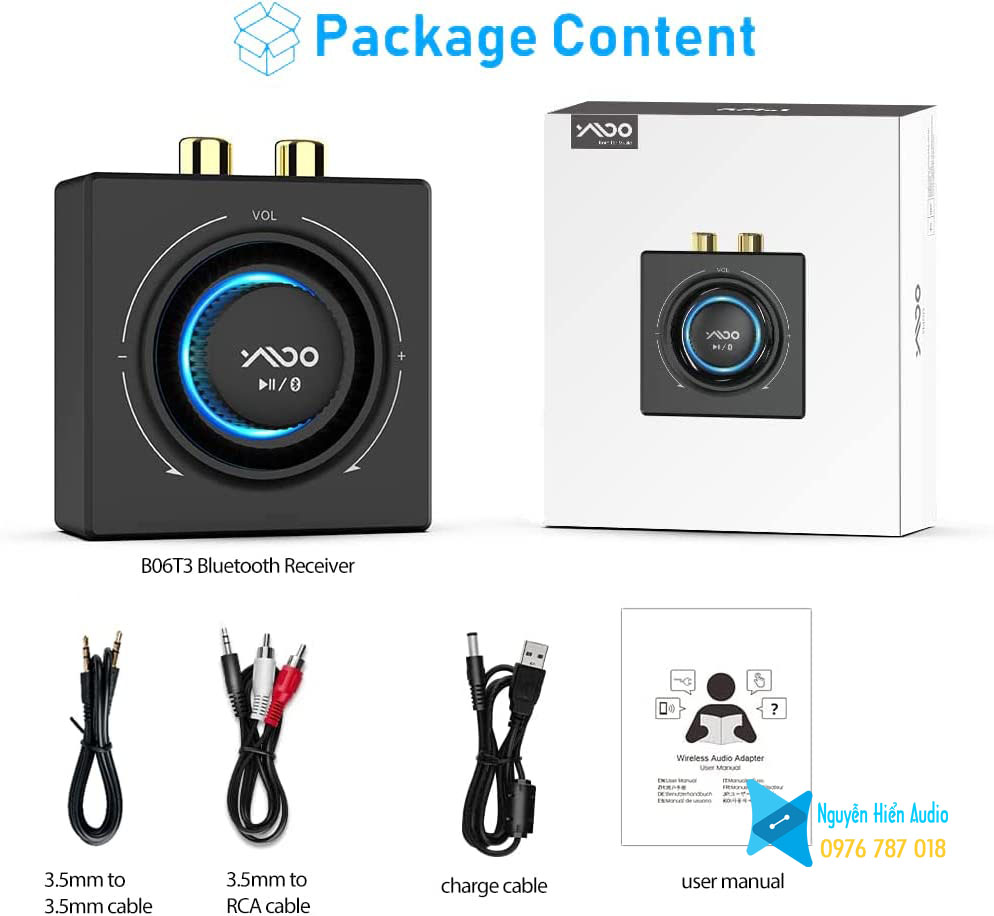 Bộ thu âm thanh Bluetooth B06T3 chuẩn aptx HD, hifi, AAC và LL Hàng chính hãng