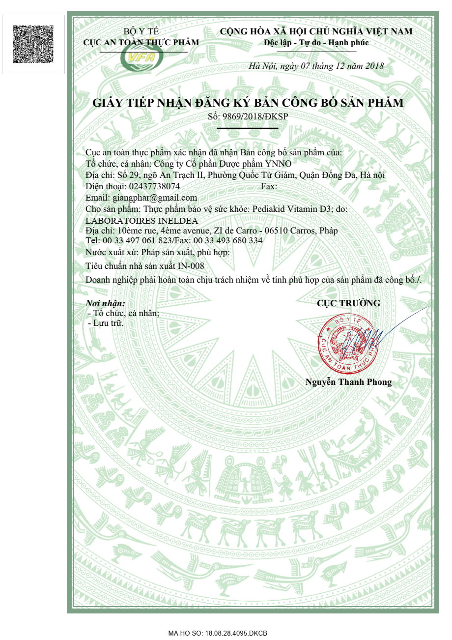 Vitamin D3 Thuần Pediakid Cho Trẻ Sơ Sinh Giúp Bé Ngủ Ngon, Tăng Hấp Thu Canxi, Ngừa Còi Xương (Hộp 20ml)