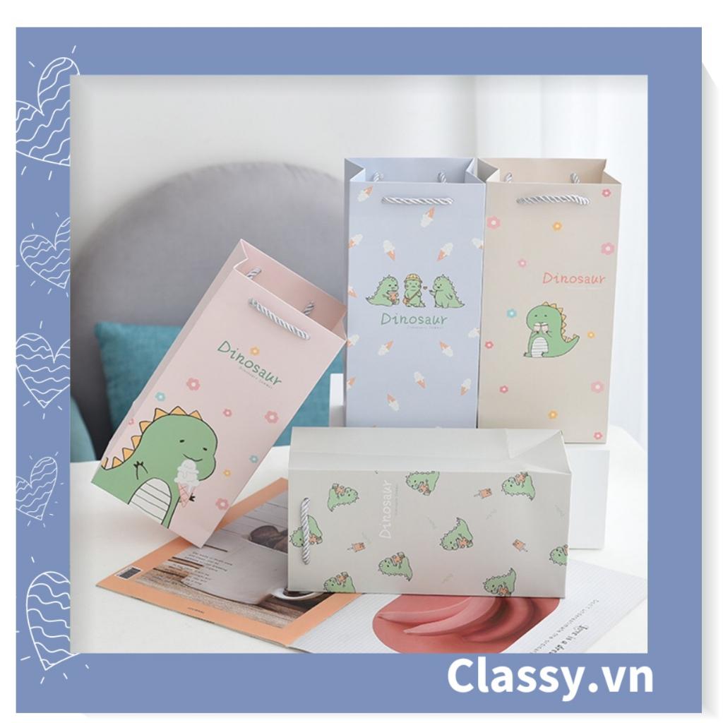 Túi giấy Classy đựng quà size nhỏ 24,5 * 12,5 * 9,5cm họa tiết mèo thỏ voi gấu và trái cây cực xinh Q975