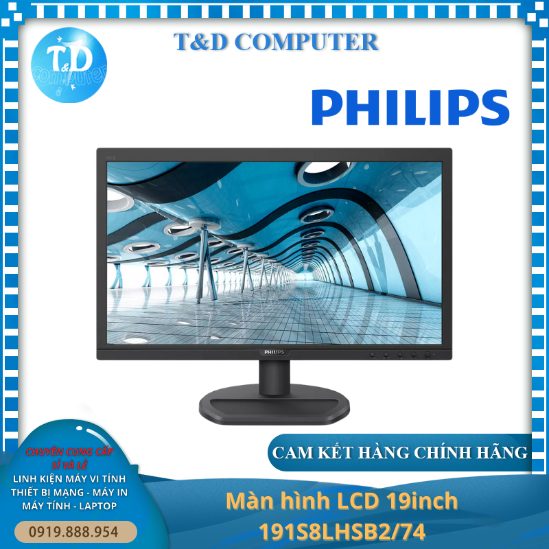 Màn hình Philips 19inch 191S8LHSB2 (18.5&quot; HD 60Hz, HDMI+VGA) - Hàng chính hãng Viễn Sơn phân phối