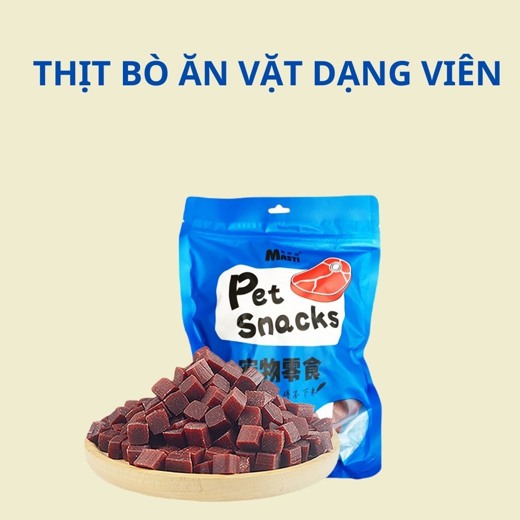 Snacks thịt bò sấy MASTI ăn vặt cho chó mèo, bổ sung canxi, làm sạch răng - gói 500g