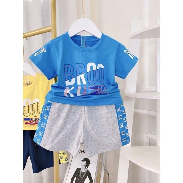 Bộ cotton cộc tay mùa hè bé trai hình N7 các màu từ 10-22kg