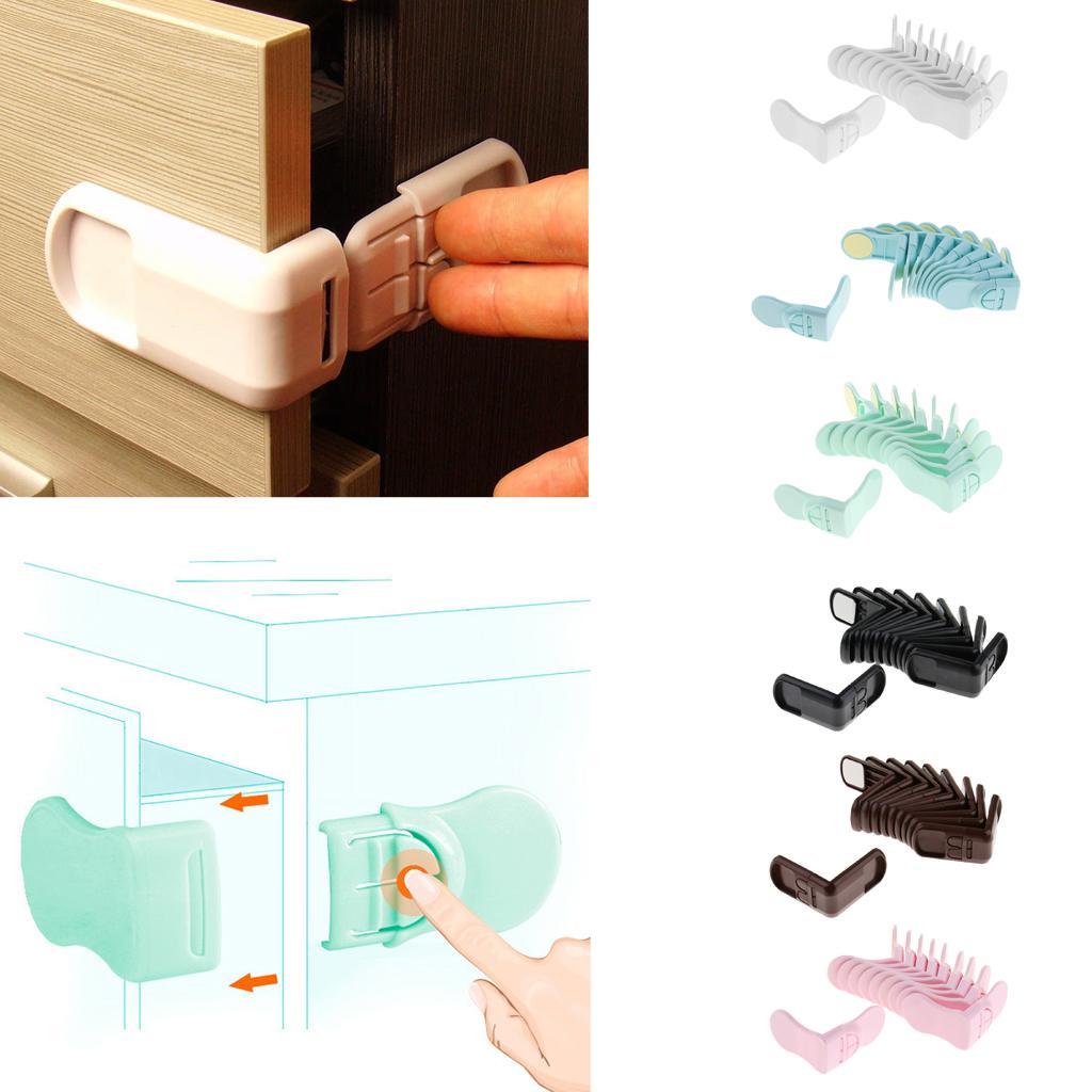 20Pcs Right Angles Baby Safety Locks Proof No Drill for Cabinet Door Drawer