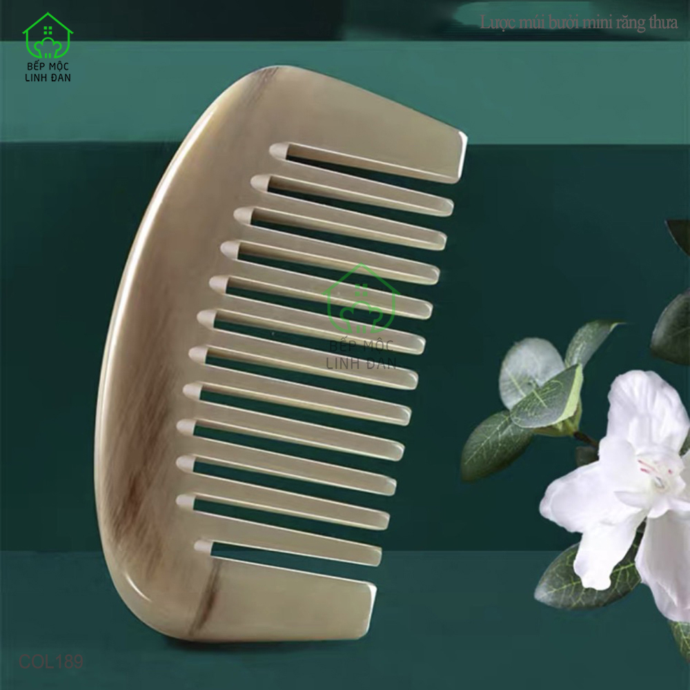Lược Sừng Múi Bưởi Mini Răng Thưa Bỏ Túi Tiện Dụng