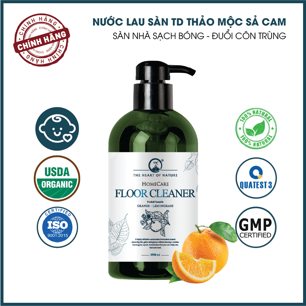 Nước Lau Sàn/ Rửa Chén Tinh Dầu Thảo Mộc Hữu Cơ Organic PK 300ML - Đuổi muỗi và côn trùng - Hương thơm tinh dầu dịu nhẹ - An toàn cho bé vận động