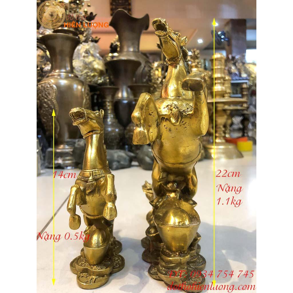 Tượng Ngựa Hí Bệ Vàng Tài Lộc Bằng Đồng