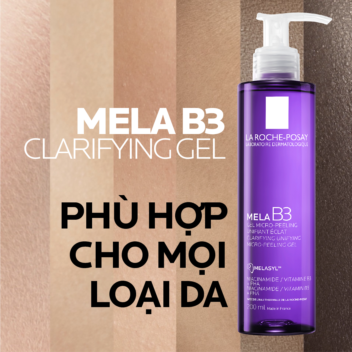 Sữa rửa mặt mờ thâm sáng da La Roche-Posay Mela B3 Clarifying Micro-Peeling Gel 200ml