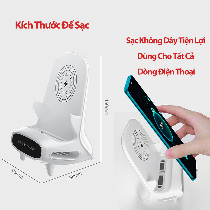 Sạc Từ Tính - Không Dây 15W Dùng Cho Tất Cả Dòng Máy Điện Thoại Kết Hợp Khuếch Đại Âm Thanh 3 Chiều Tặng Kèm 2 Đầu Từ Tính Type C và Micro