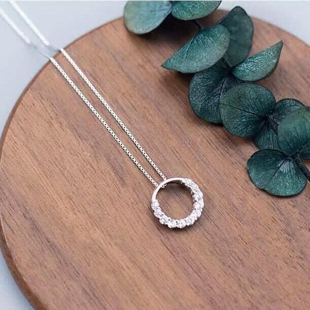 Dây chuyền bạc- dây chuyền mặt đá dạng tròn, dây thời trang nữ đẹp BẠC ĐẸP