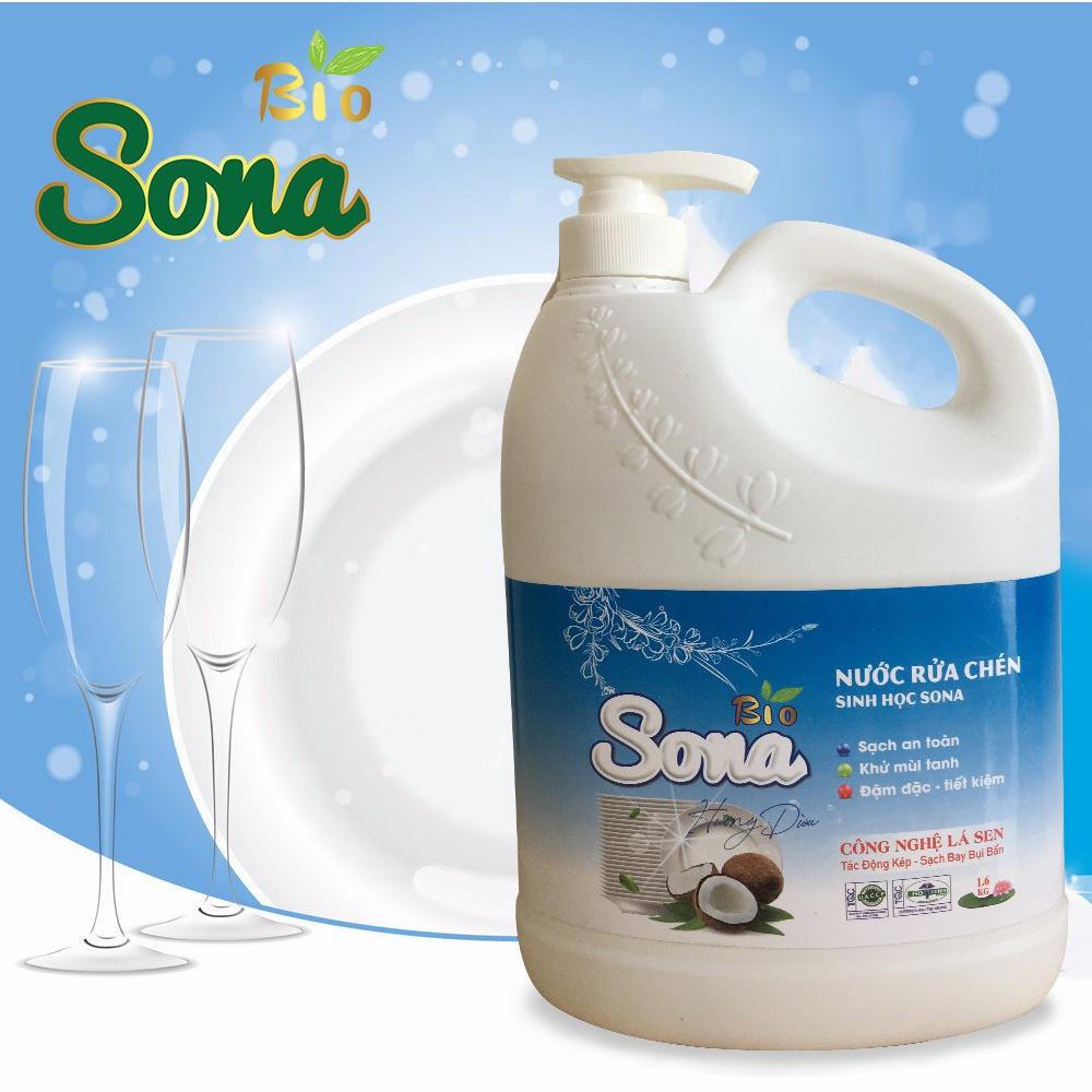Nước rửa chén/bát sinh học SONA 1.6kg hương dừa quế