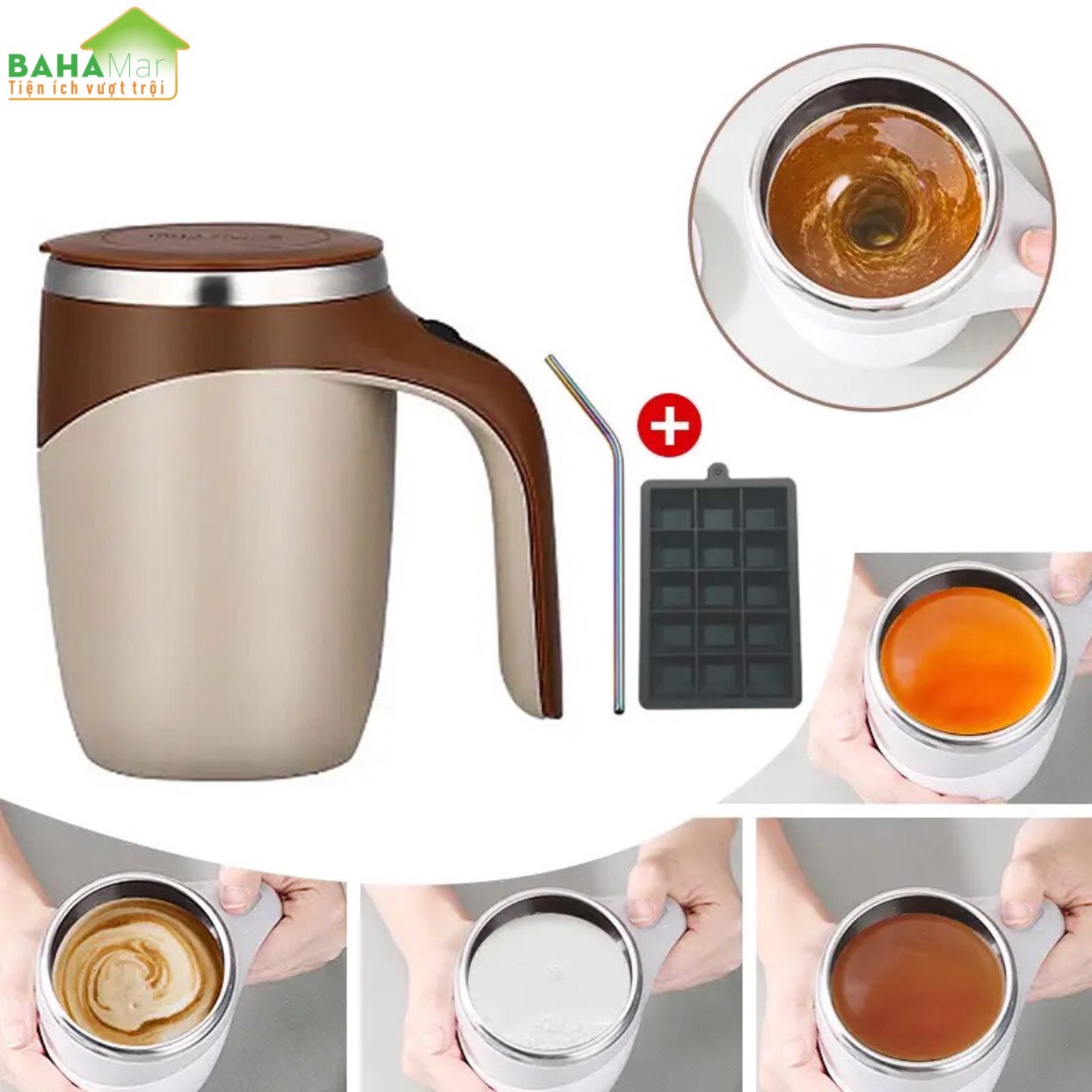 CỐC TỰ KHUẤY XOAY TỪ TÍNH BẰNG THÉP KHÔNG GỈ CHỊU NHIỆT TỐT "BAHAMAR" Sử dụng công nghệ đen thông minh Pha trộn đồ uống nhanh chóng mà không cần lắc hoặc khuấy