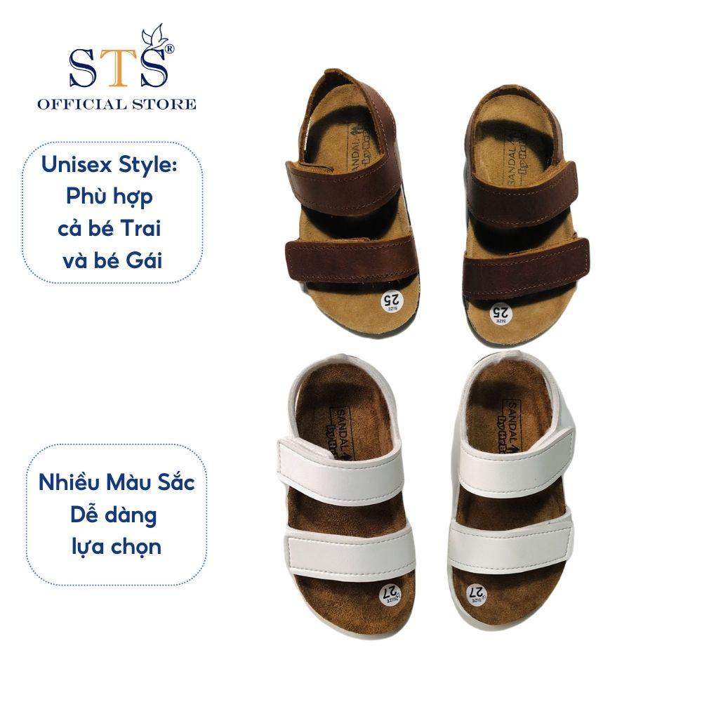 Dép SanDal Trẻ Em Dép da bò thật nguyên tấm Bioline đế trấu quai ngang êm ái thời trang tốt cho sức khỏe bé mã STK07