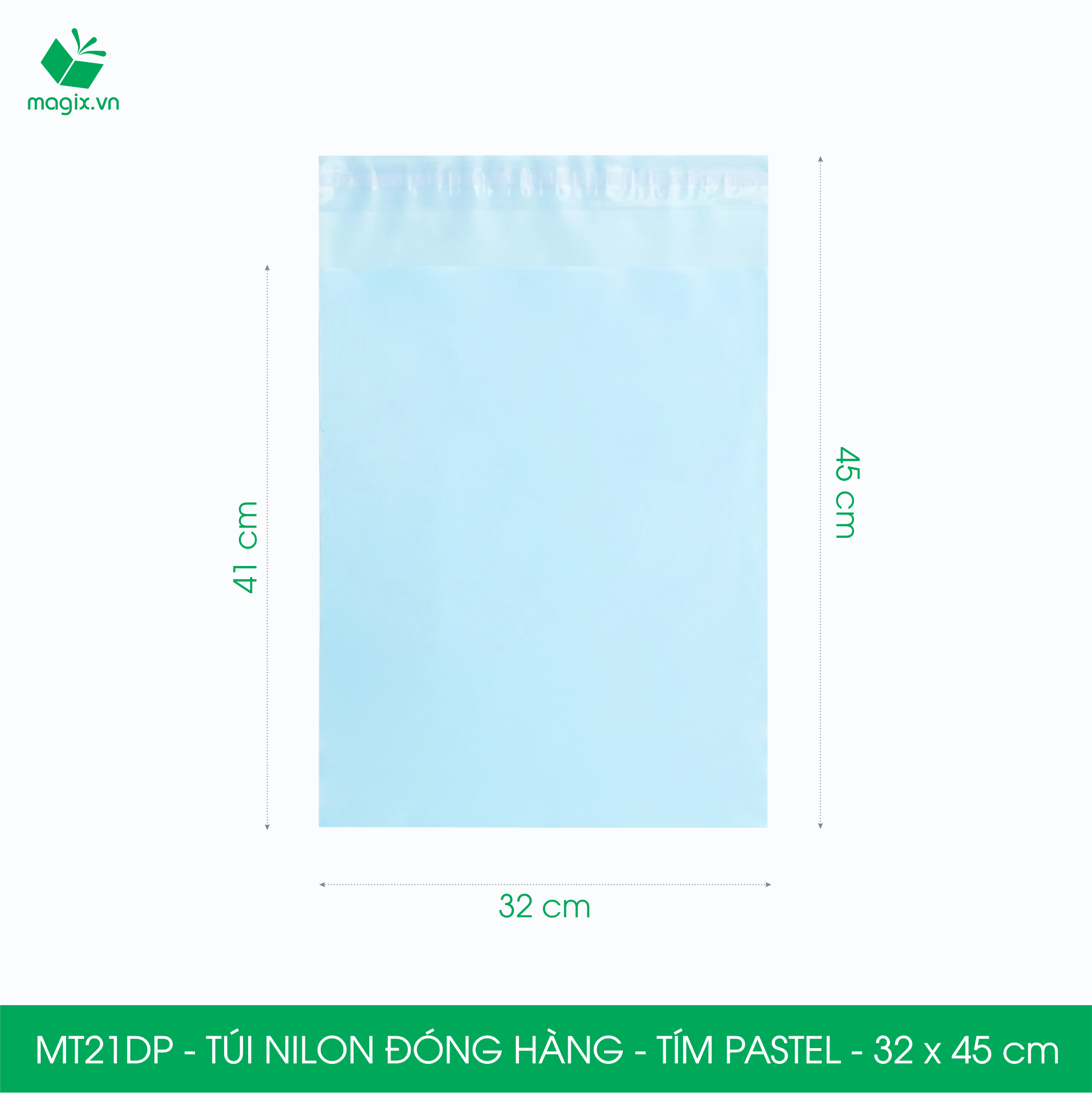 MT21DP - 32x45 cm - Túi nilon gói hàng - 300 túi niêm phong đóng hàng màu xanh pastel