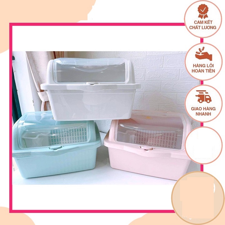 Rổ úp chén bát có nắp đậy gọn nhẹ ngăn bụi bẩn cao câp