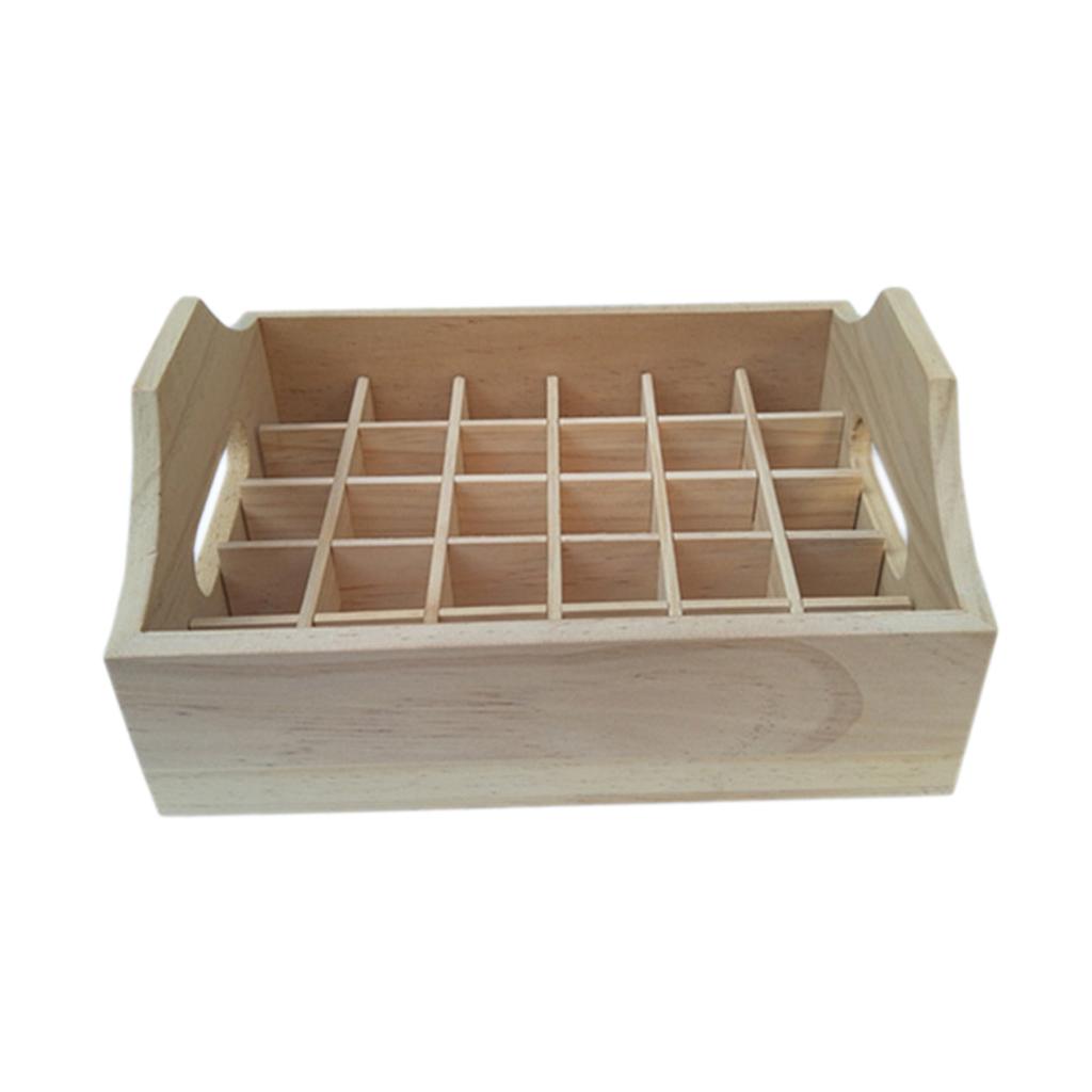 30 Slots Essential Oil Holder Display Wooden Storage Case Tray Box Organizer