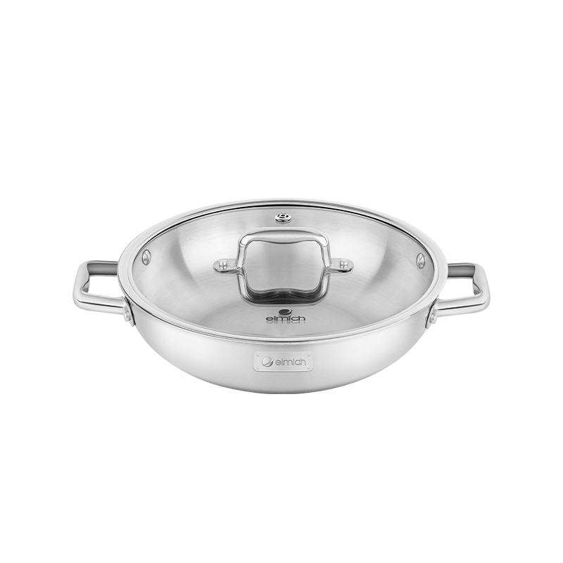 Bộ Nồi Chảo Inox Liền Khối Elmich Trimax ECO EL-8004 size 18, 20, 26, chảo 26cm - Hàng Chính Hãng