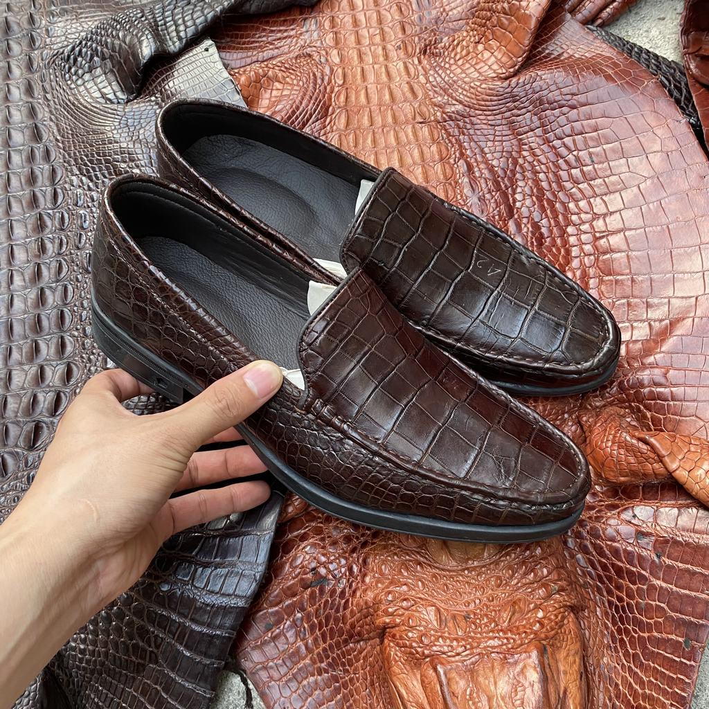 GIÀY LƯỜI - ĐẾ TÂY. Da bụng cá sấu đẹp thanh lịch!