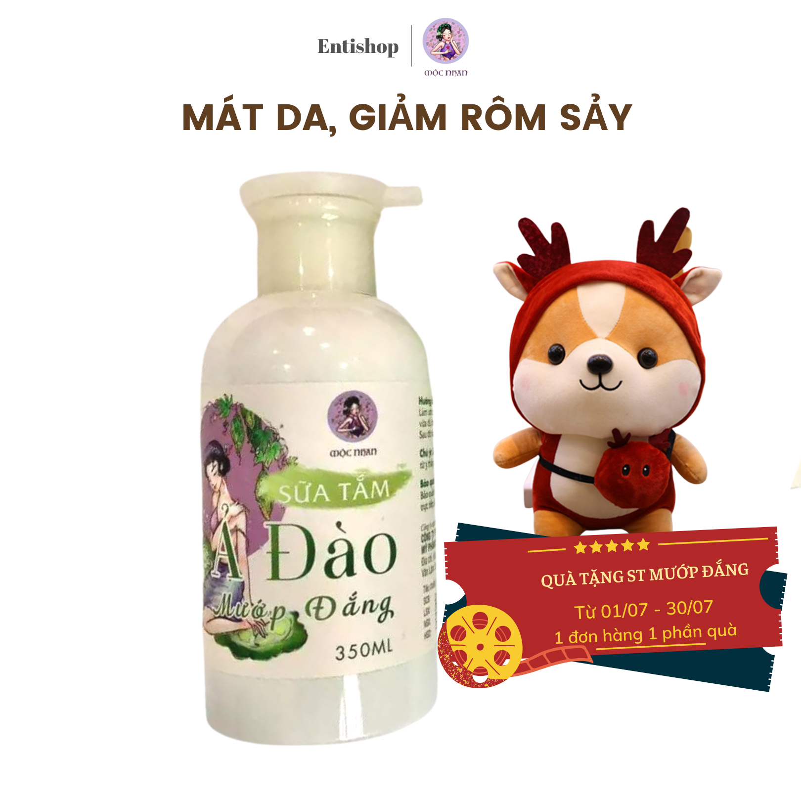 Sữa tắm mướp đắng giảm mụn ngứa, ngừa rôm sảy Mộc Nhan chuyên dùng cho bé và da nhạy cảm 350ml