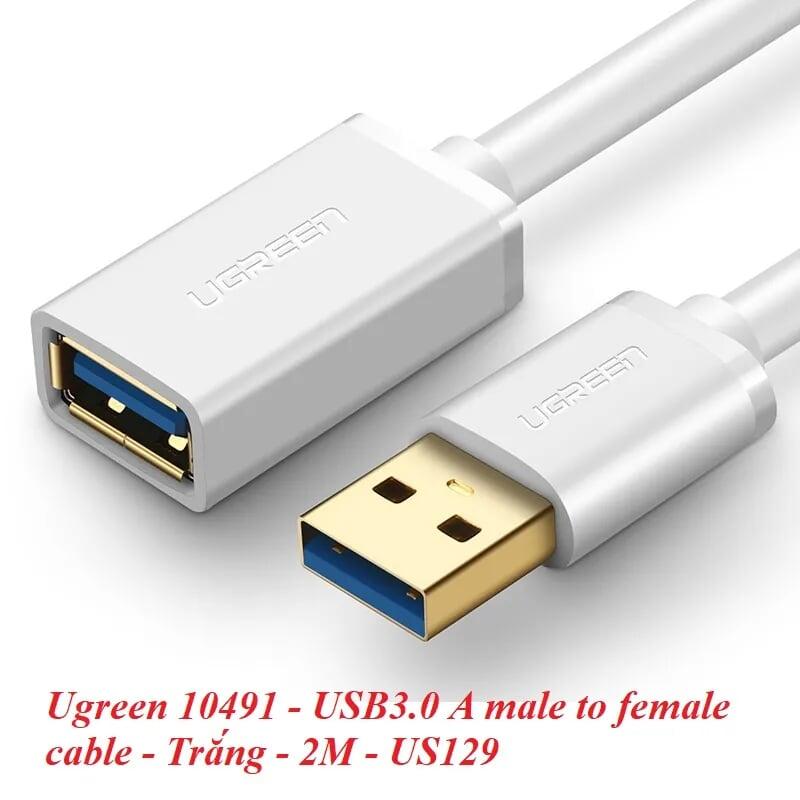 Ugreen UG10491US129TK 2M màu Trắng Cáp tín hiệu nối dài USB 3.0 cao cấp - HÀNG CHÍNH HÃNG