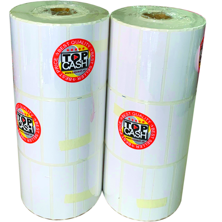 3 cuộn giấy decal dùng để in mã vạch, in tem nhãn TOPCASH D80 có sẵn lớp keo dán lên sản phẩm - Hàng chính hãng