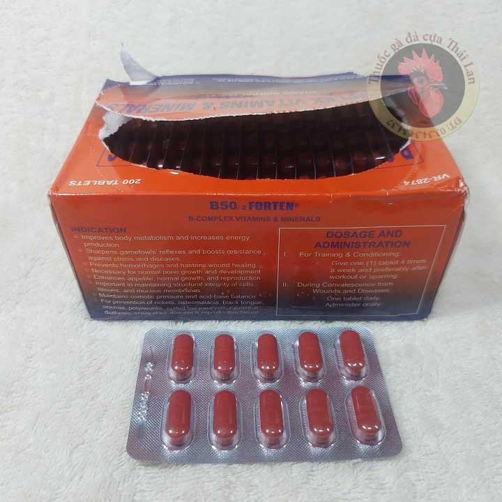 Thuốc gà đá - B50 / 2 FORTEN - thuốc bổ cho gà đá - gà óm - COMBO 1 VĨ / 10 VIÊN