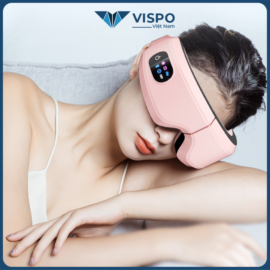 Máy Massage Mắt VISPO VP-M21P - Mát Xa Túi Khí Kết Hợp Nhiệt Ấm, Giảm Nhức Mỏi Mắt, Cải Thiện Giấc Ngủ Bản Màu Hồng