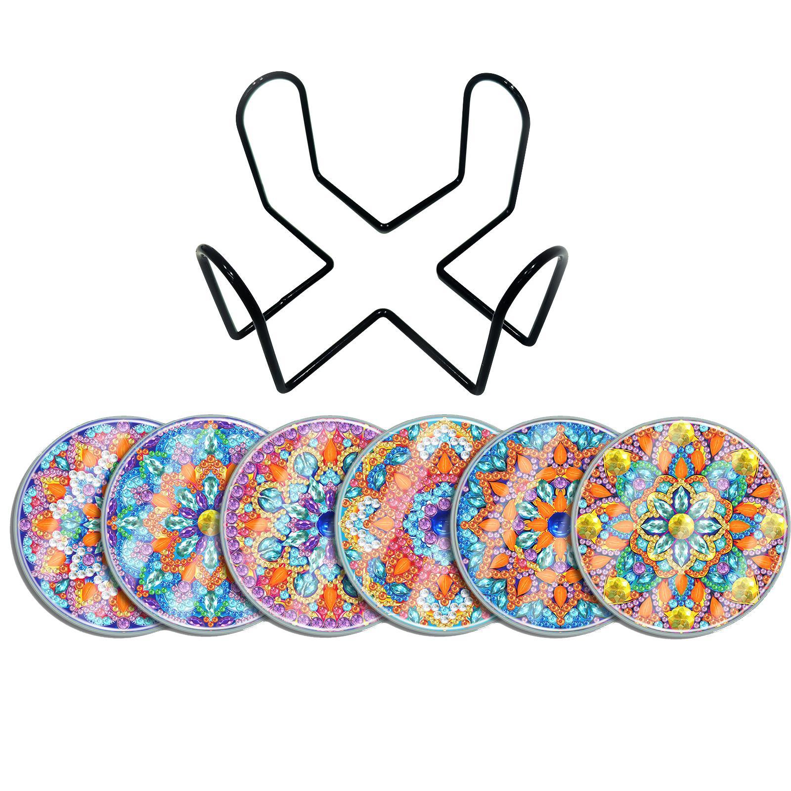 6Pcs Mandala DIY Painting Coasters Drinks Coaster, Creative DIY Art Crafts Handmade Art Coasters for Adults Dining Table Desktop