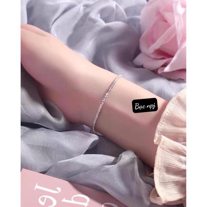 Lắc Tay Xù óng ánh lấp lánh, Vòng Tay nữ Bạc Ta - Bạc npj