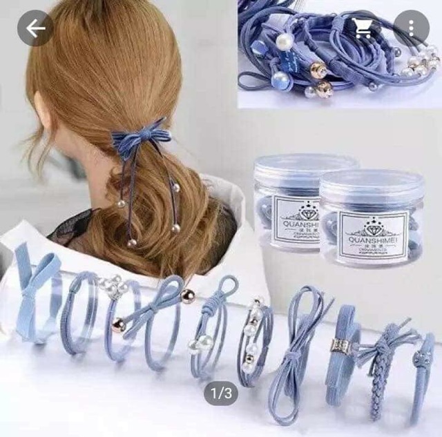 Hộp 12 dây cột tóc Hàn Quốc siêu đẹp siêu bền