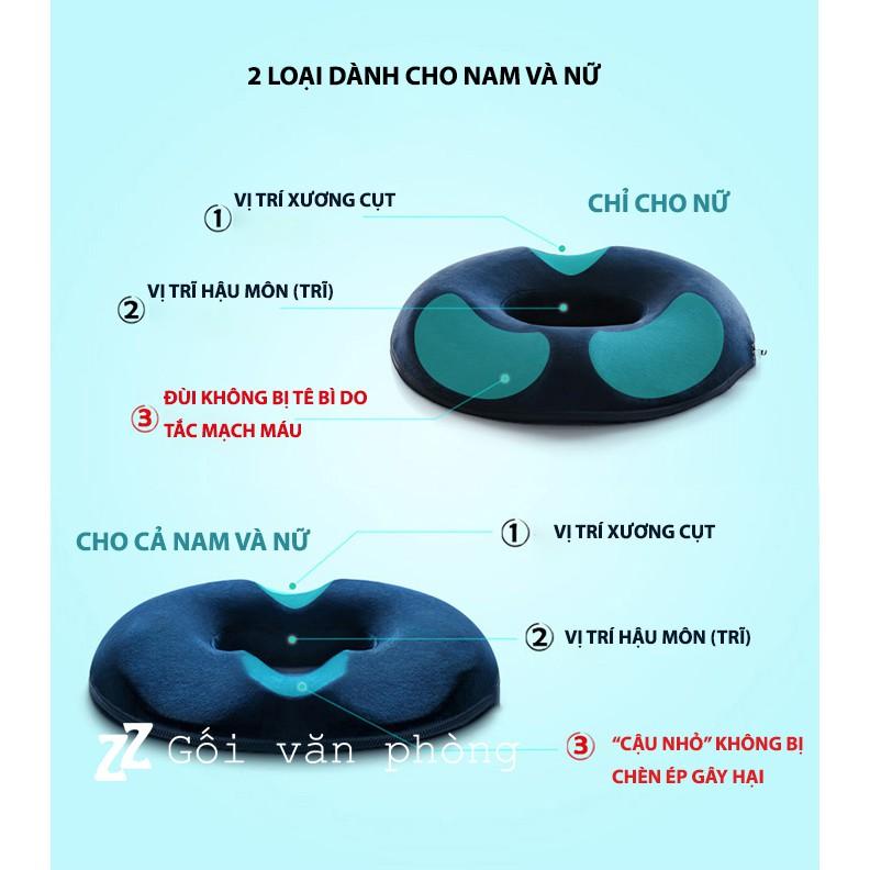 Gối Đệm Lót Ghế ZURI PILLOW GLM-04 Cho Người Bị Bệnh Trĩ, Đau Xương Cụt, Đau Mỏi Mông (Có Vỏ Vải Và Vỏ Nhung)