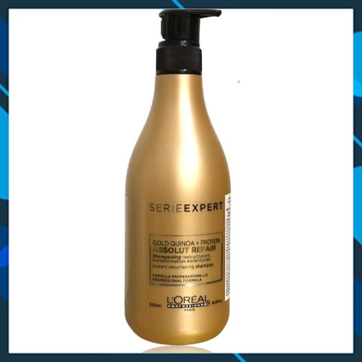 Dầu gội phục hồi tóc L'oreal Serie Expert Gold Quinoa + Protein Absolut Repair Instant resurfacing shampoo 500ml