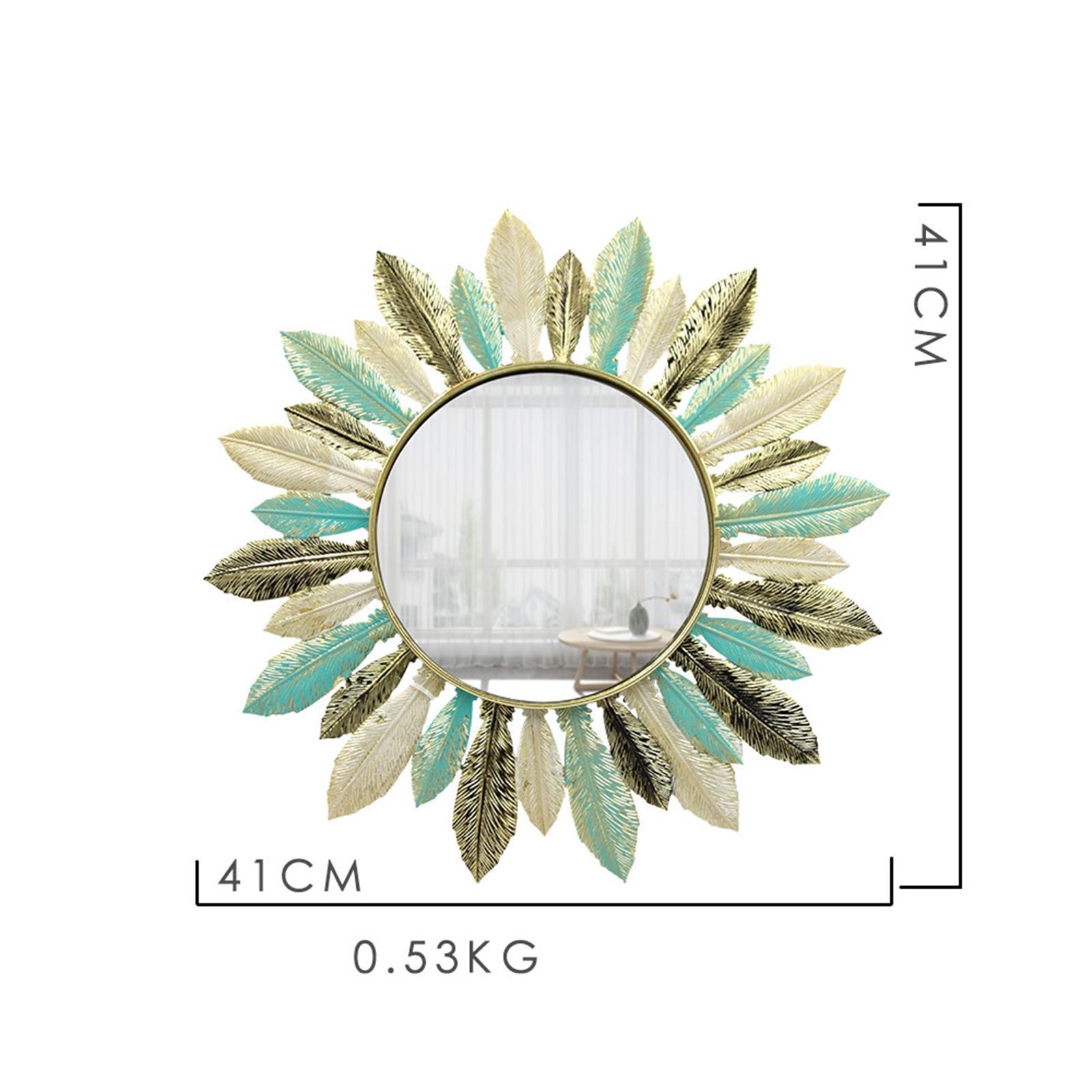 Iron Art Feather Mirror Wall Decor Boho Hanging Mirror for Bedroom Apartment