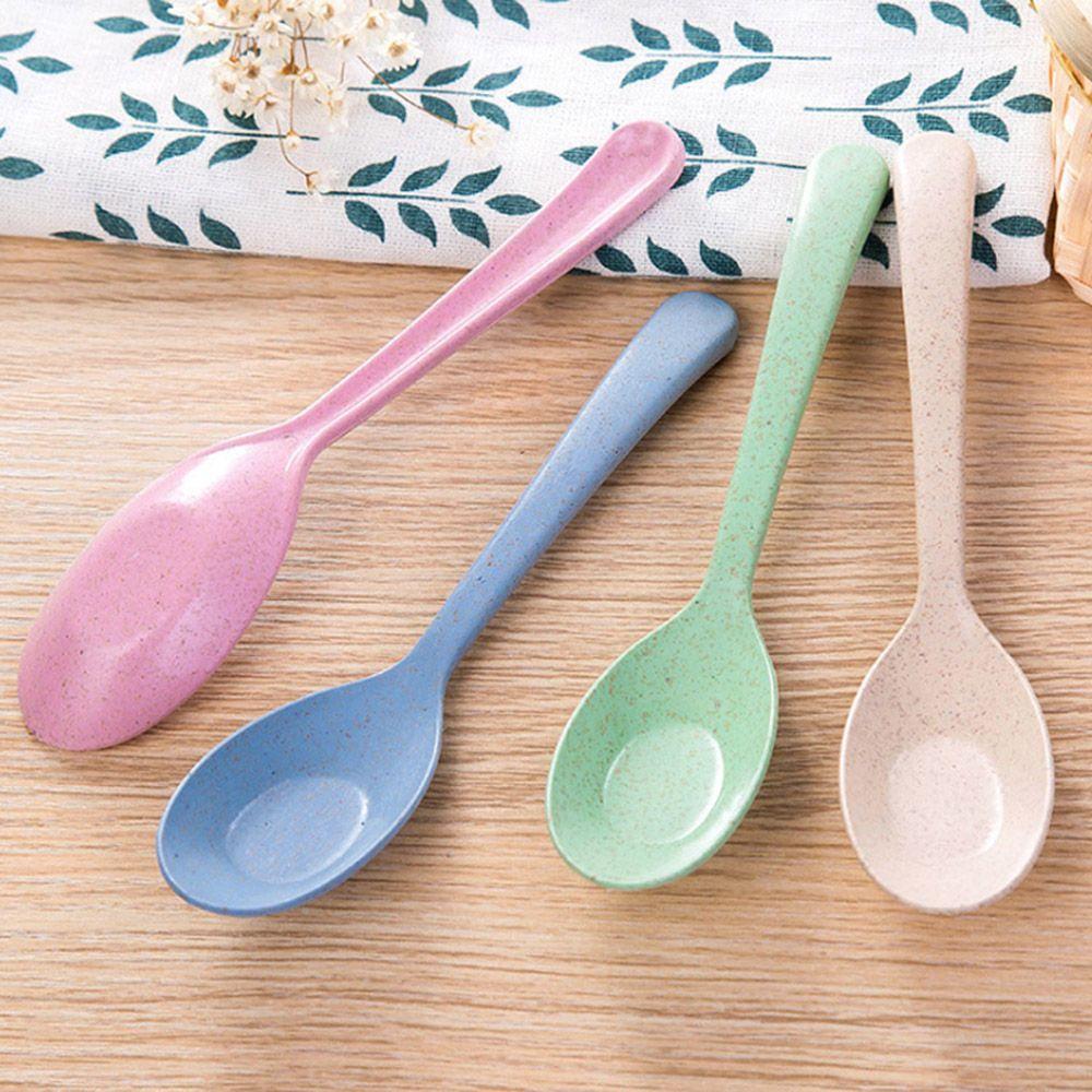 ☆YOLA☆ Eco Friendly Wheat Straw Kitchen Tableware Soup Spoon Portable New Flatware Kids Long Handle