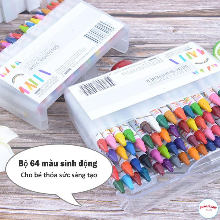 Bộ 64 Màu Sáp Hộp Nhựa cho bé học vẽ