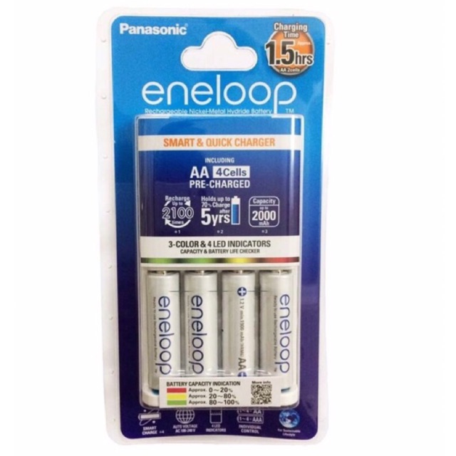 BỘ PIN SẠC NHANH PANASONIC AA/ AAA KJ55 (4 VIÊN AA 2000MAH) hàng chính hãng