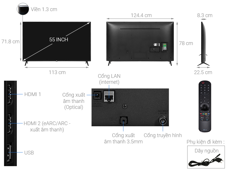 Smart Tivi LG 4K 55 inch 55UP7550PTC- Hàng Chính Hãng