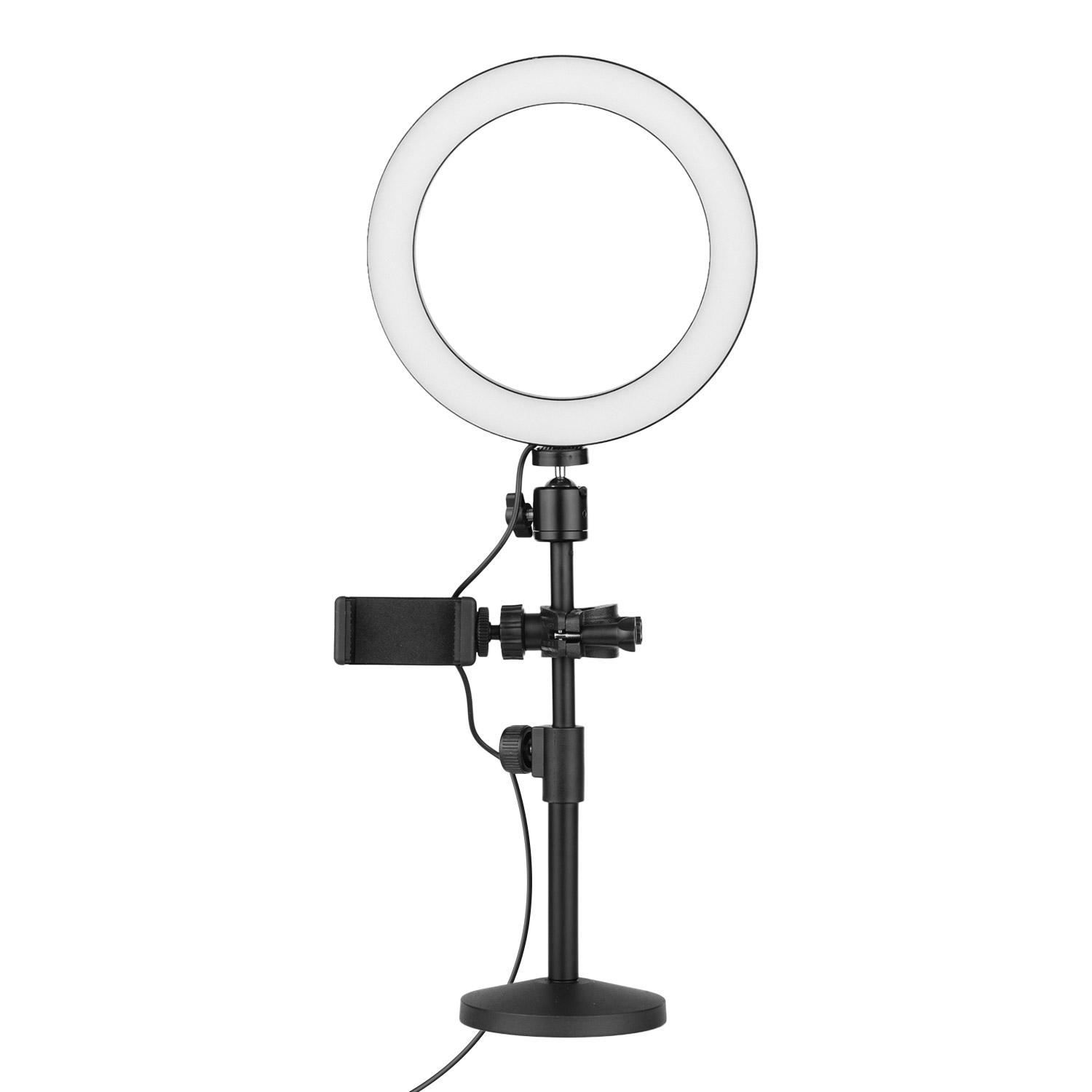Bộ đèn LED vòng để bàn có thể thay đổi độ sáng 20cm hai màu với đầu bóng nhỏ