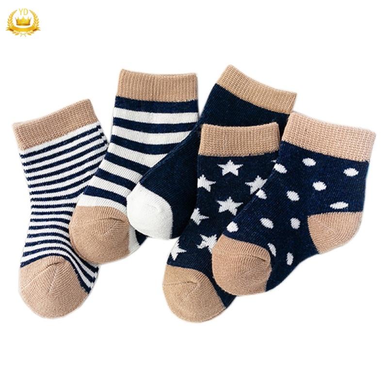 Set 5 đôi tất cotton mềm mại dài từ 0-1-3-6 tuổi 7-16cm