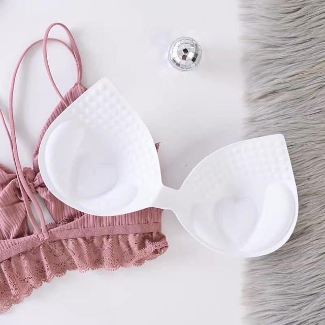Áo Ngực Bra. Áo Lót bra thắt nơ phối viền ren chữ in ẩn cao cấp