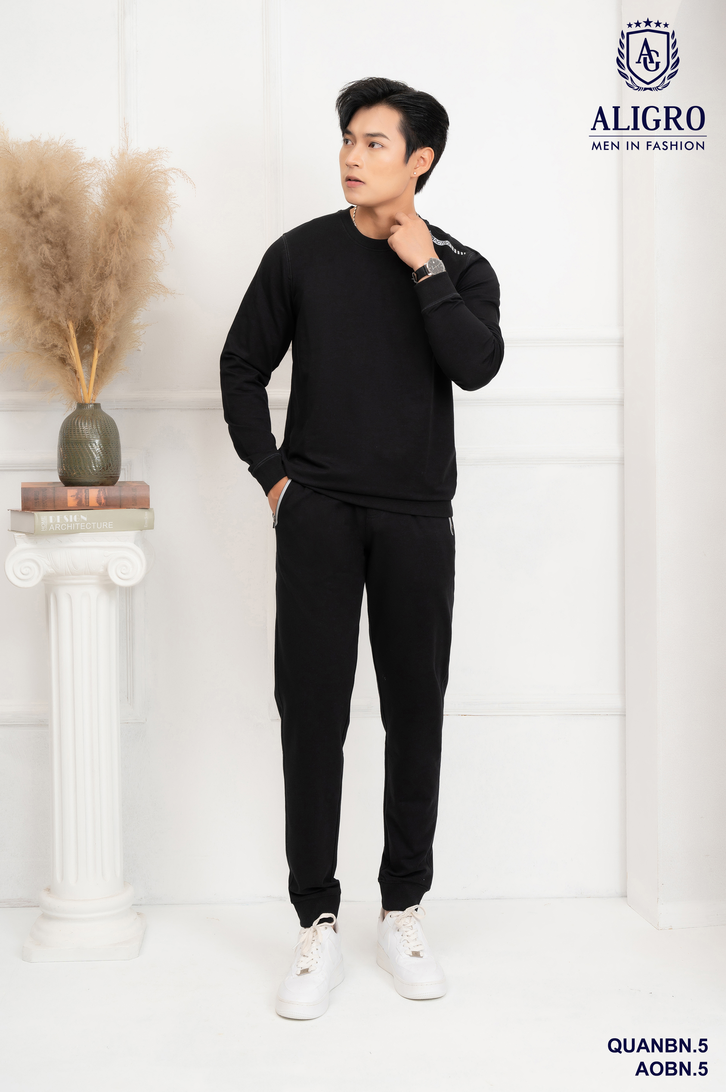 Bộ nỉ nam Aligro màu đen BN5