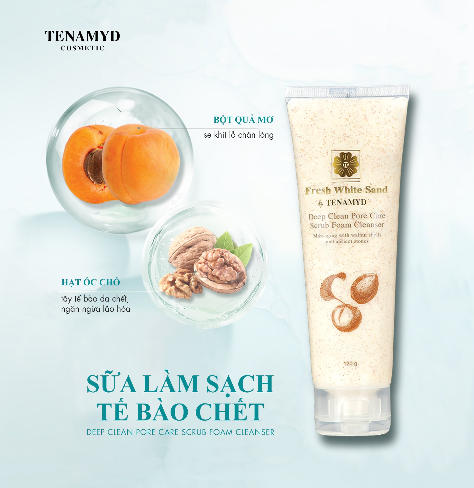 Sữa tẩy tế bào chết TENAMYD Deep Clean Pore Care Scrub Foam Cleanser 120g