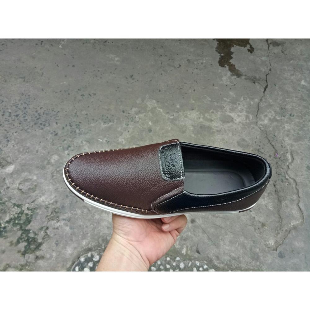 Giày lười nam da mềm 2 màu nâu và đen